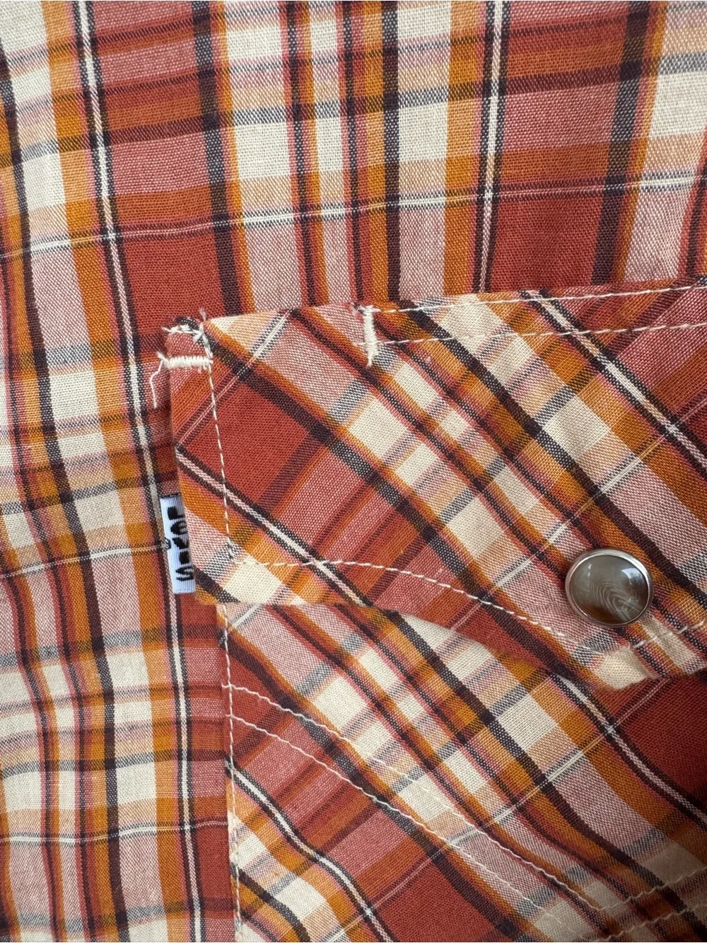 Levi's Men's unisex Orange and Cream Plaid Western Button-Down Shirt